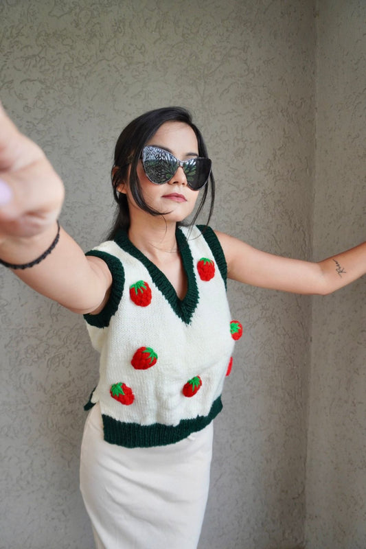 Strawberry White Vest