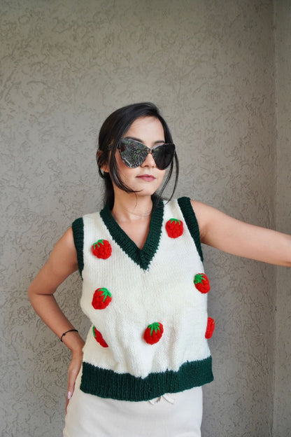 Strawberry White Vest