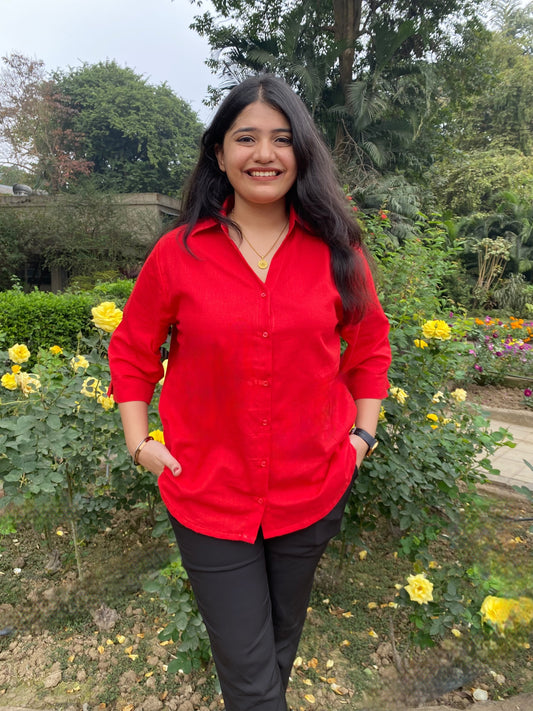 Aditi Red Cotton Shirt