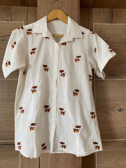Safari Tiger - Embroidered Cotton Shirt