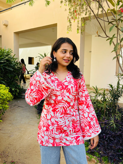 Gulnaar Classic Floral Pink Kurti