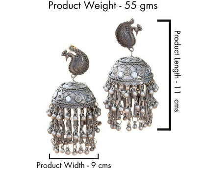 Gulmohar Silver Oxide Jhumkas