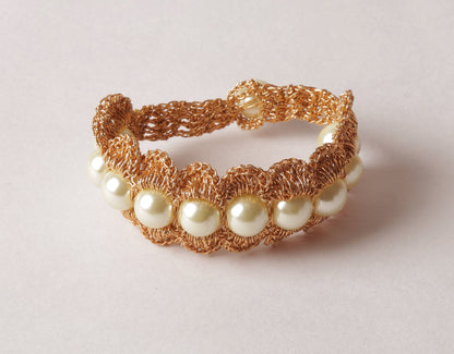 Handmade Metallic Finish Pearl Bracelet