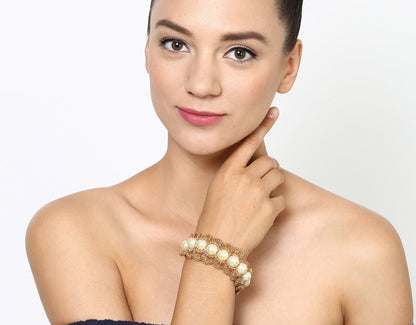 Handmade Metallic Finish Pearl Bracelet