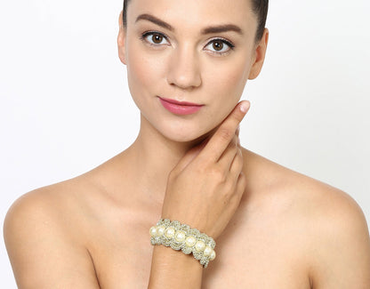 Handmade Metallic Finish Pearl Bracelet