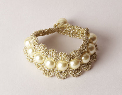 Handmade Metallic Finish Pearl Bracelet