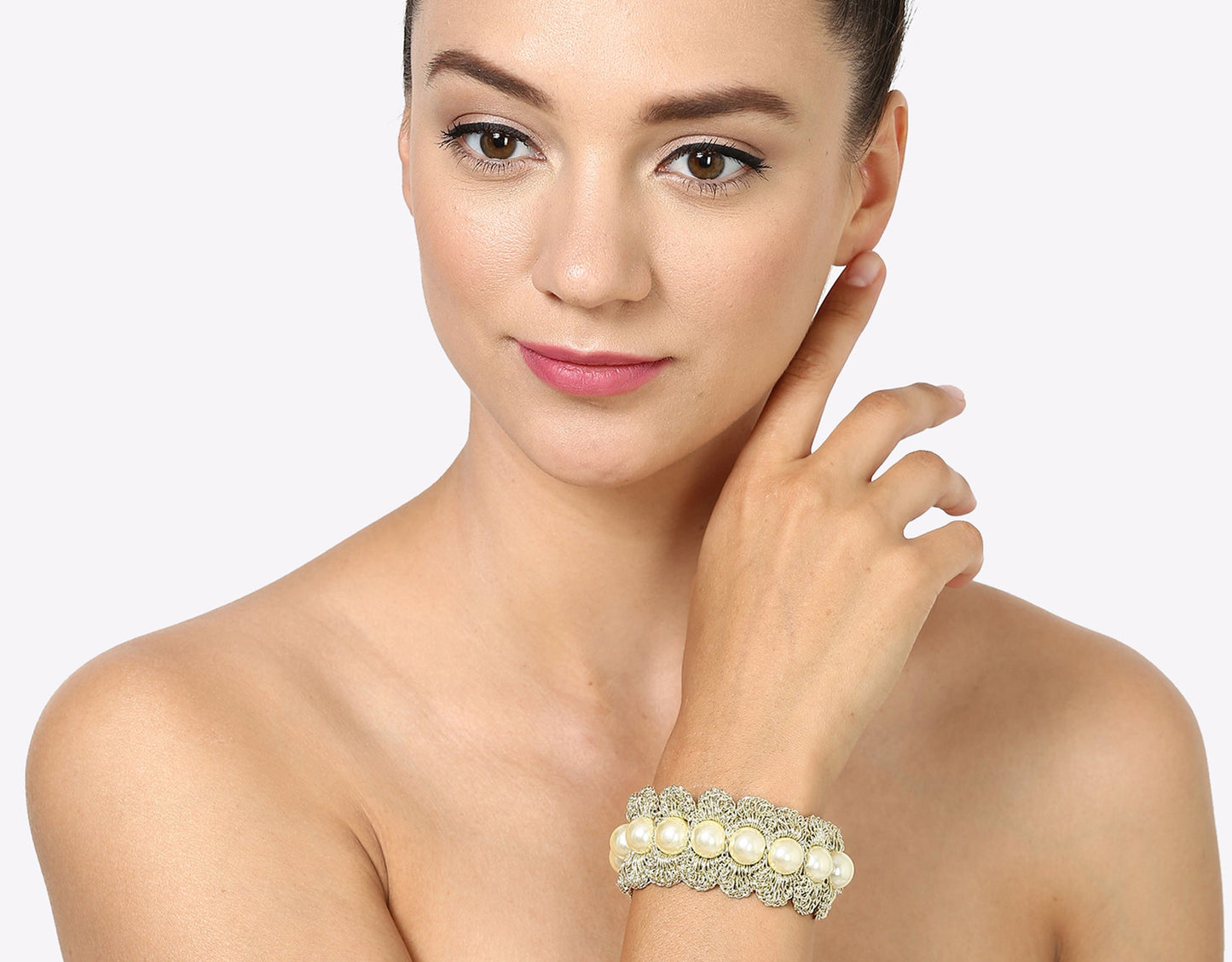 Handmade Metallic Finish Pearl Bracelet