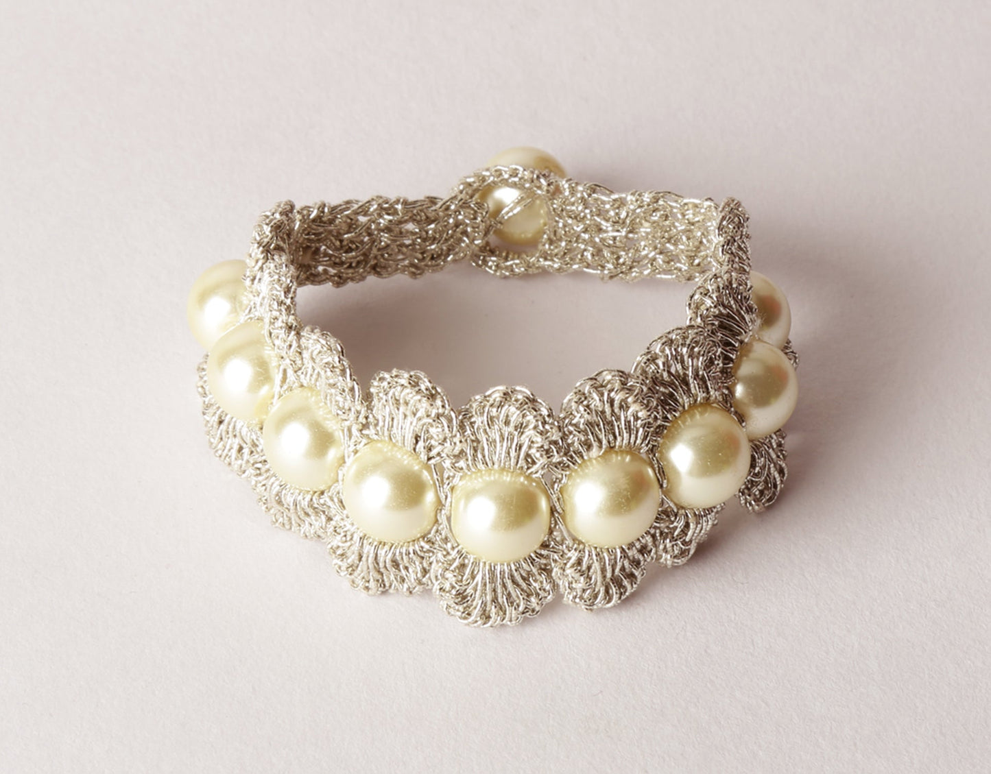 Handmade Metallic Finish Pearl Bracelet