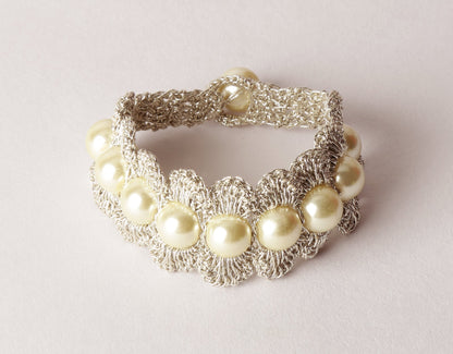 Handmade Metallic Finish Pearl Bracelet