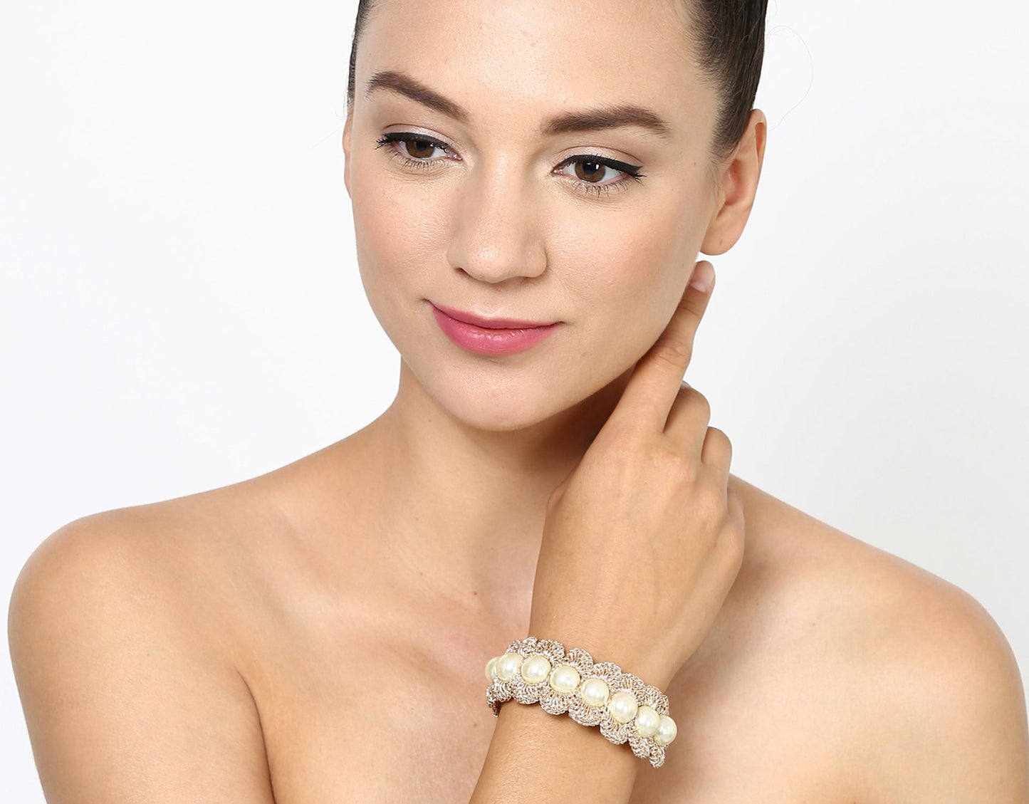 Handmade Metallic Finish Pearl Bracelet