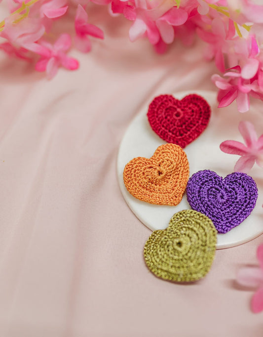 Handcrafted Little Hearts Brooches (Set of 4)