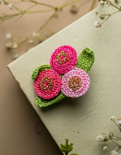 Handcrafted Pink Popies Brooch