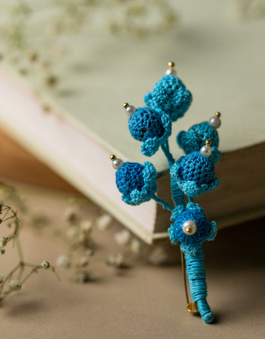 Handcrafted Blue Beads Brooch