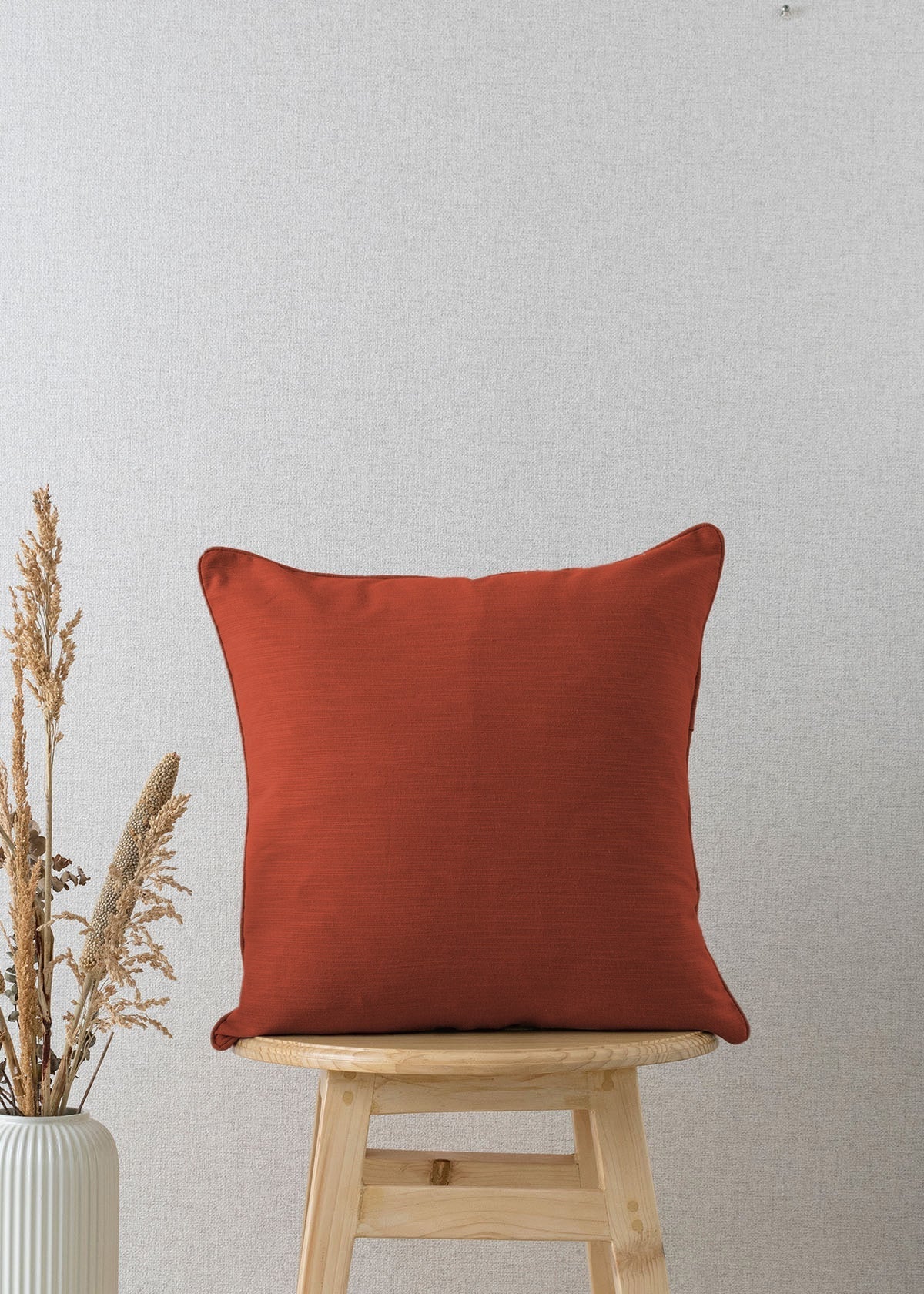 Solid Cotton Cushion Cover - Brick Red