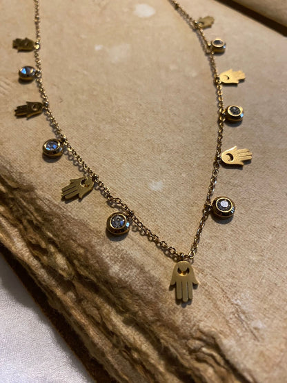 Hamsa Raksha Dangling Charms Neckpiece