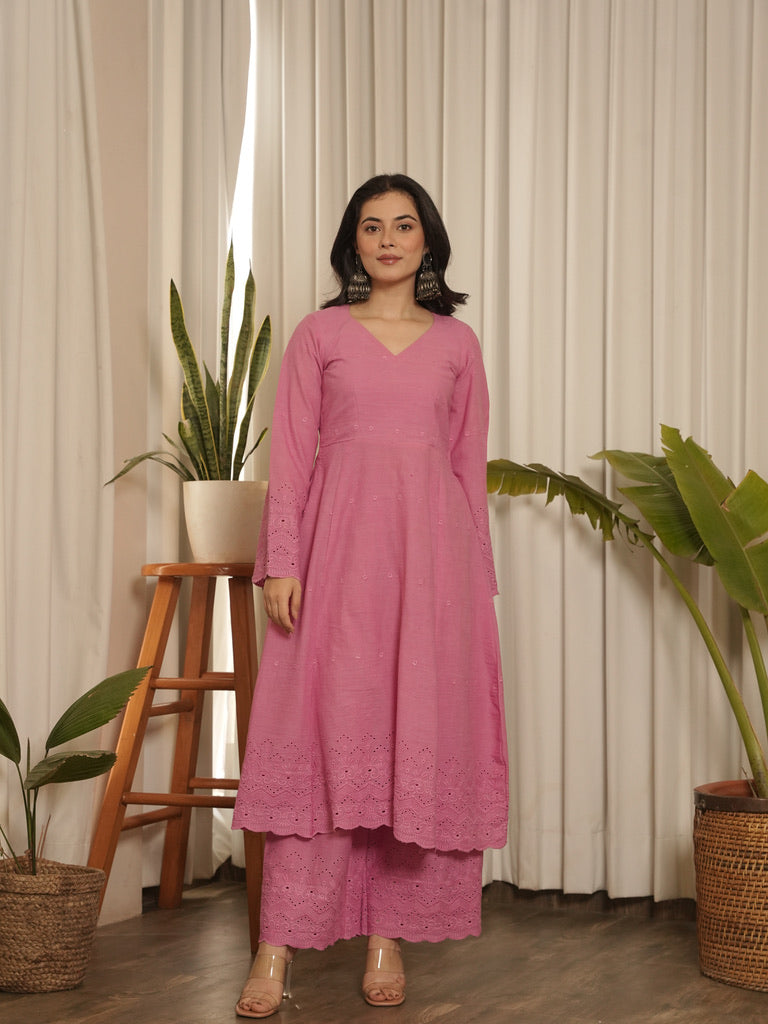 Gulaab Solid Cotton Kurta Set