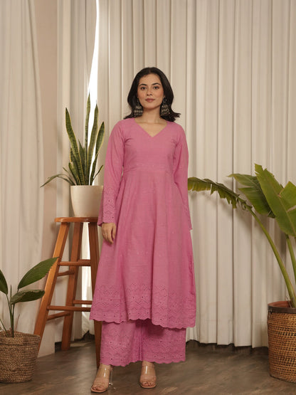 Gulaab Solid Cotton Kurta Set