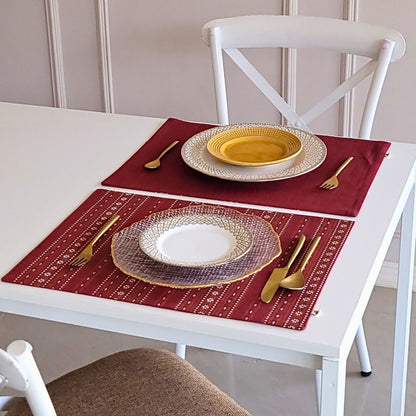 Woven Ruby Red Wipeable & Reversible Cotton Placemats