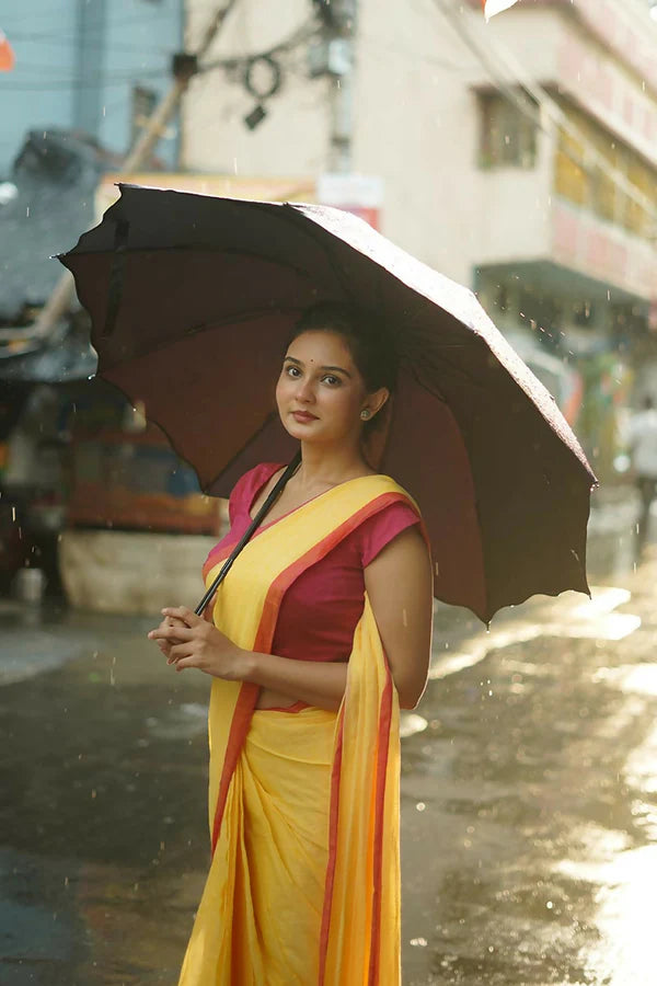 Pink Border Handwoven Mulmul Cotton Saree