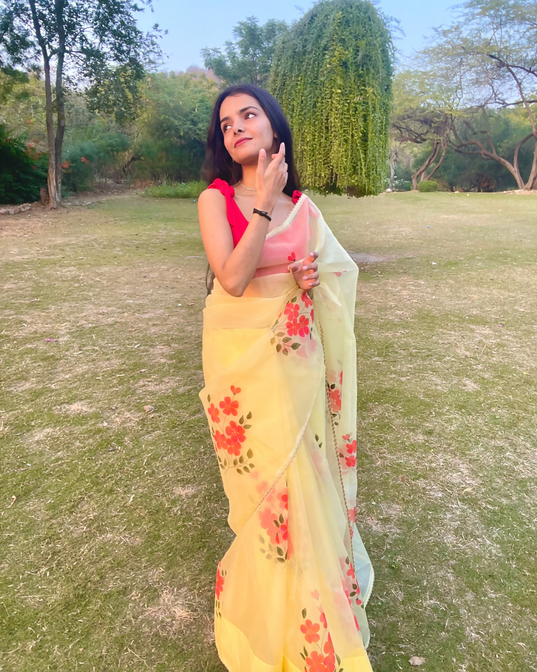 butter yellow 'sunheri' hand-painted saree (1)