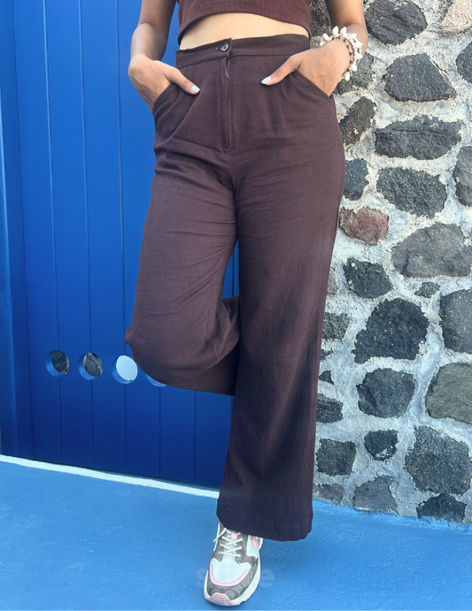 Carina Brown Cotton Pants