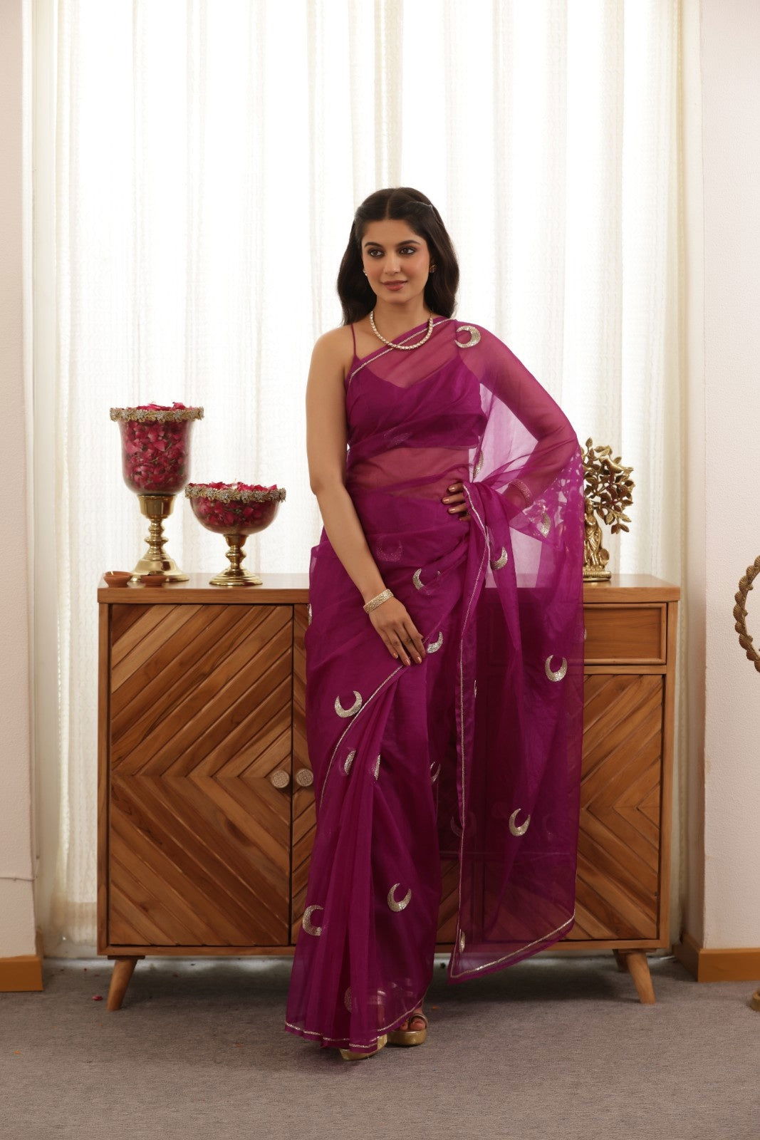 Chand Hand Embroidered Silk Organza Saree