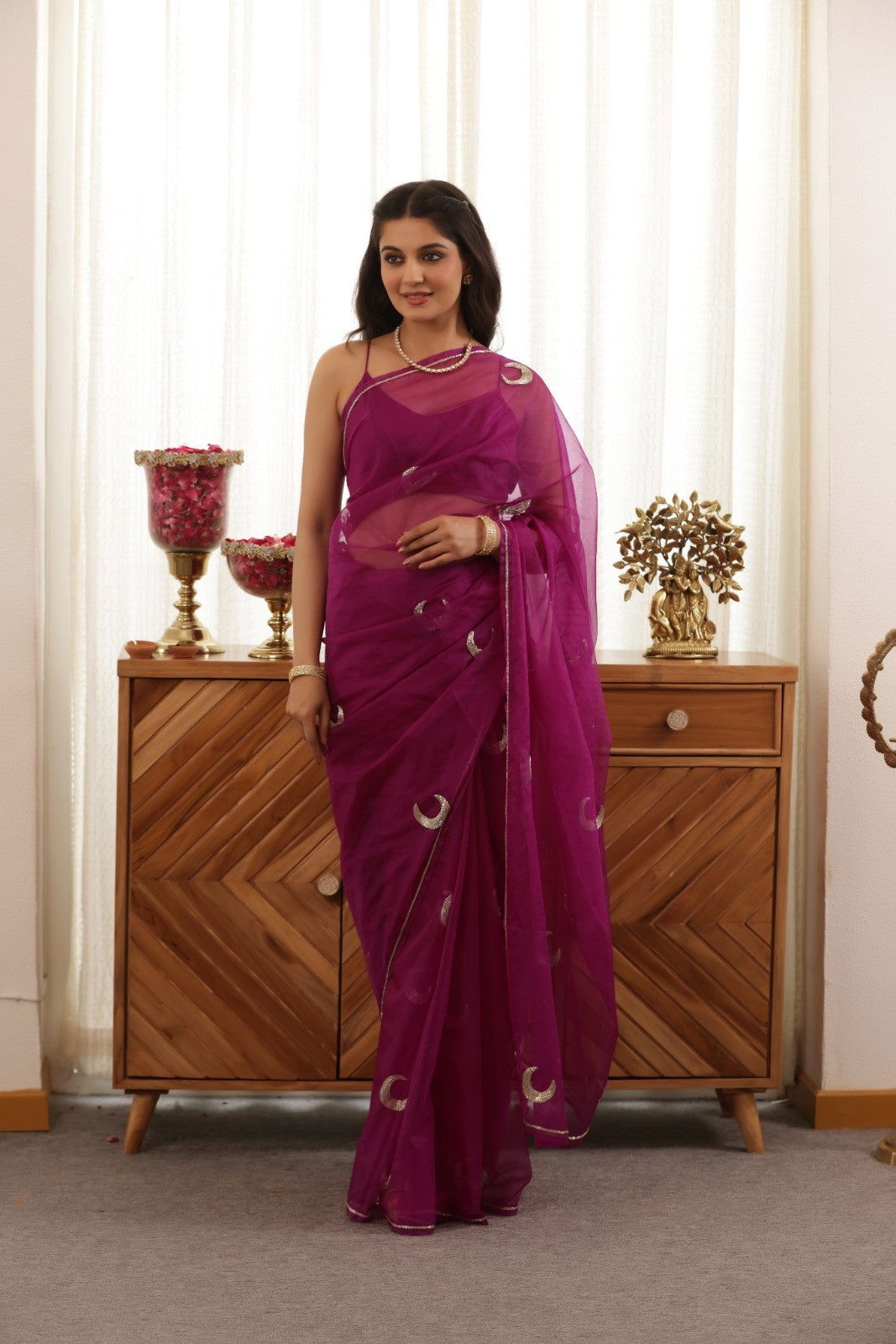 Chand Hand Embroidered Silk Organza Saree