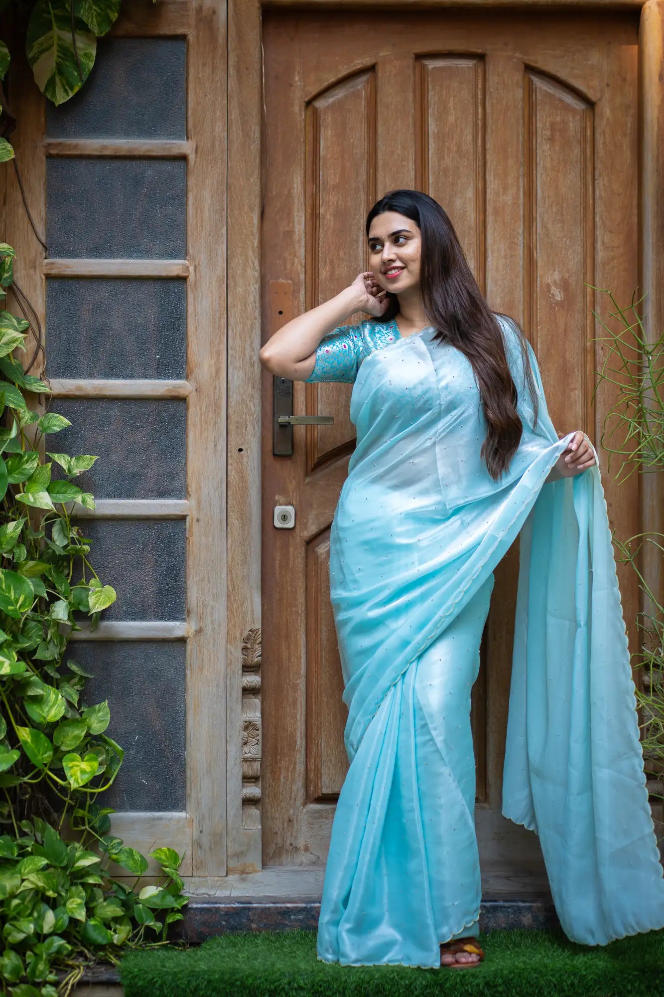 Scallop Border Organza Saree