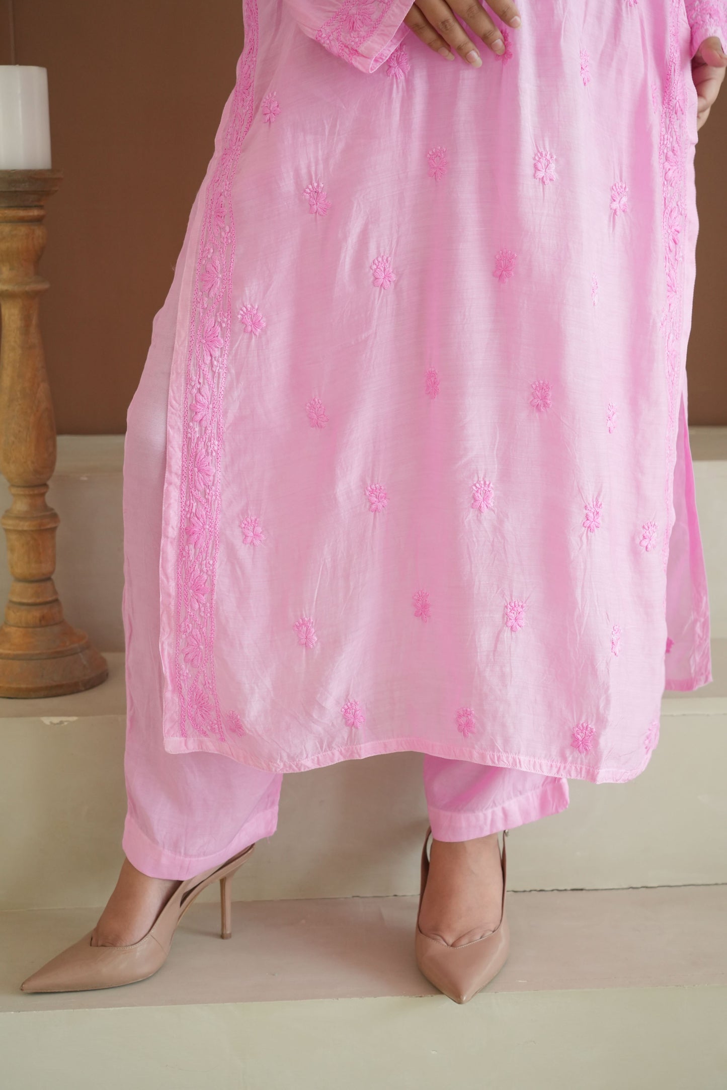 Hayat Chikankari Muslin Silk Kurti