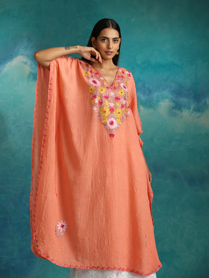 Creamy Peach Kashmiri Kaftan