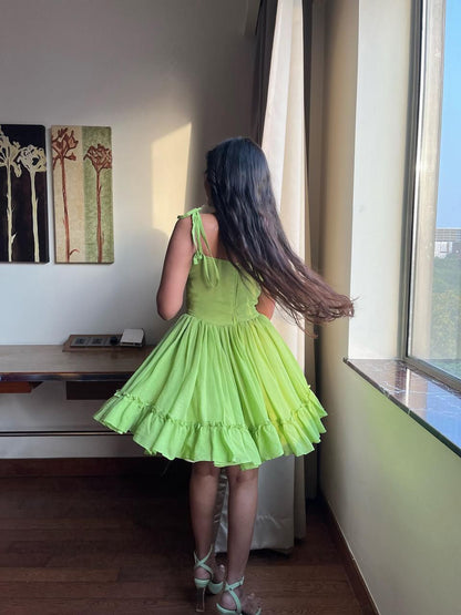 Pista Green Flare Dress