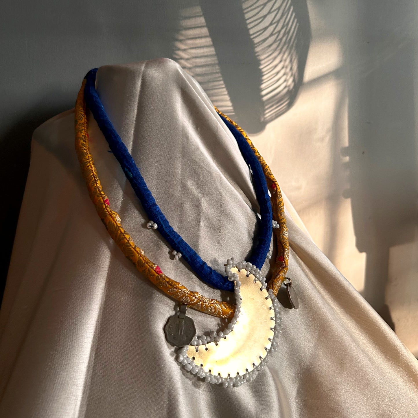 Harmony Brass Glass Beads Necklace - Moon