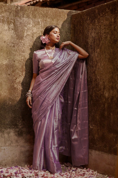 Lavender Shine I Lavender Tissue Saree