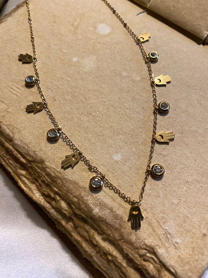 Hamsa Raksha Dangling Charms Neckpiece