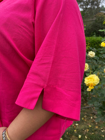 Anjali Hot Pink Cotton Shirt