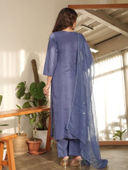 Rabia Embroidered Hand-dyed Cotton Suit Set