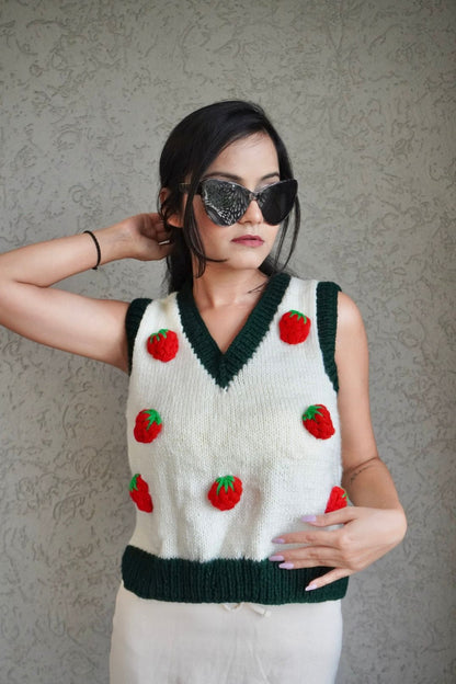 Strawberry White Vest