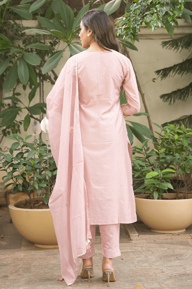 Mauve Chanderi Suit Set