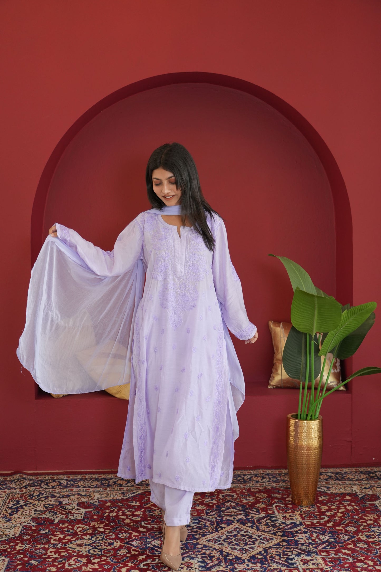 Hayat Chikankari Muslin Silk Kurti