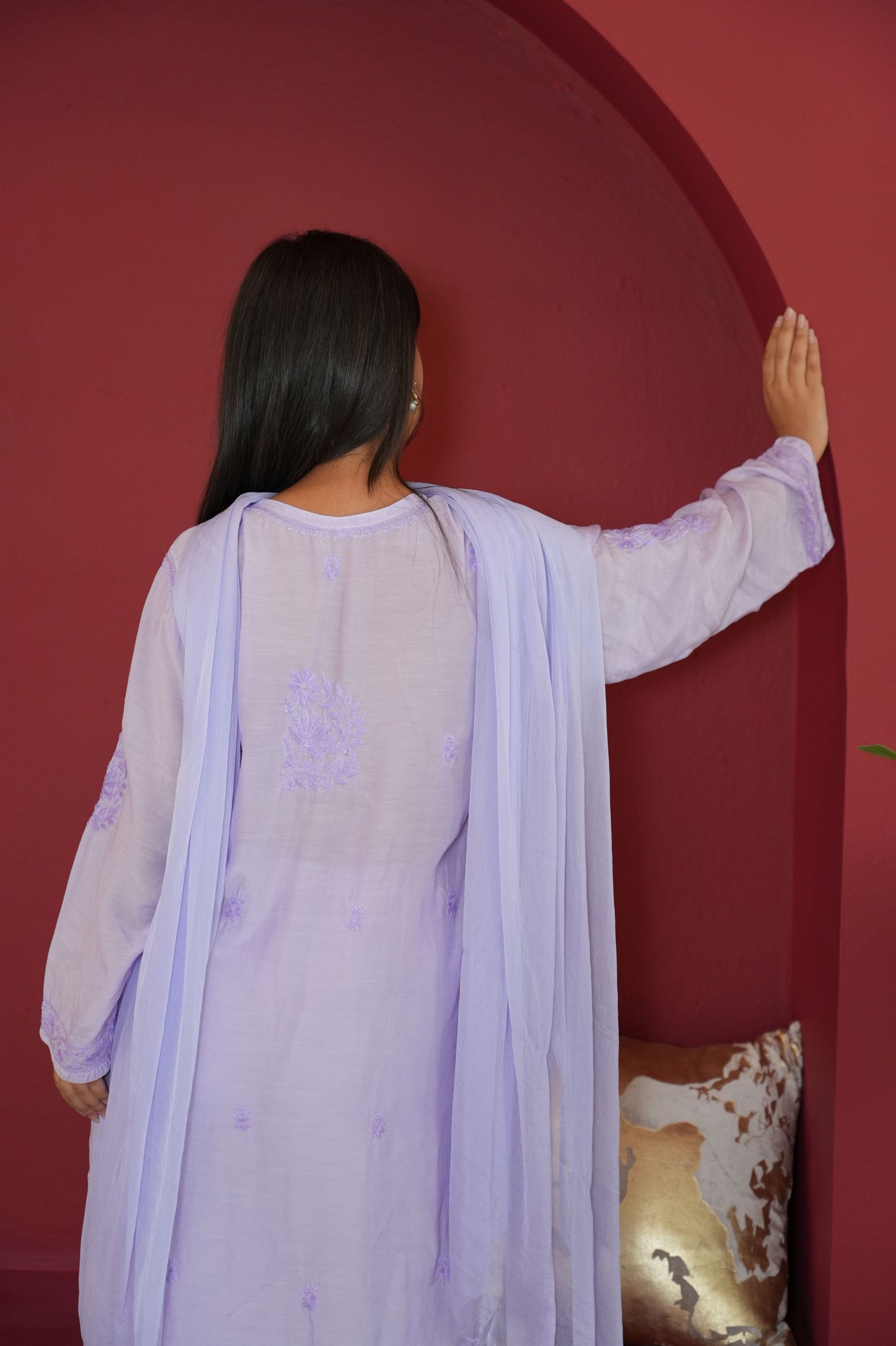 Hayat Chikankari Muslin Silk Kurti