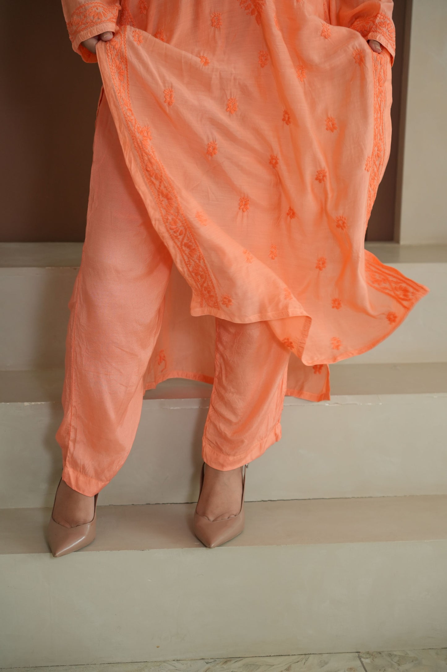 Hayat Chikankari Muslin Silk Kurti