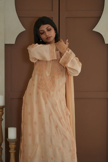 Hayat Chikankari Muslin Silk Kurti