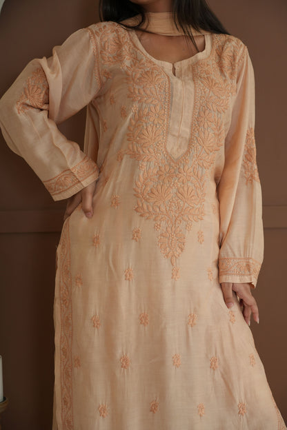 Hayat Chikankari Muslin Silk Kurti