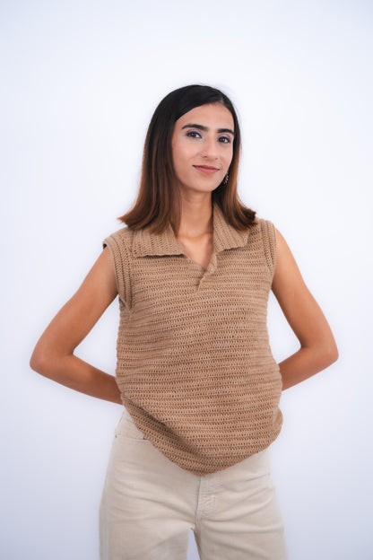 Spring Brown Collared Vest