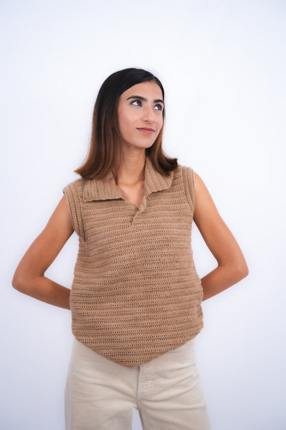 Spring Brown Collared Vest