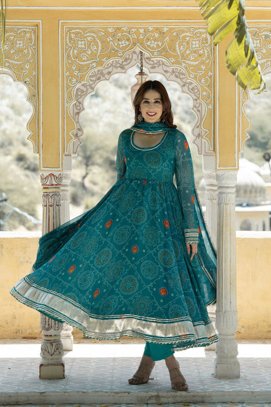 Bandhani Bliss Pure Chiffon Suit Set