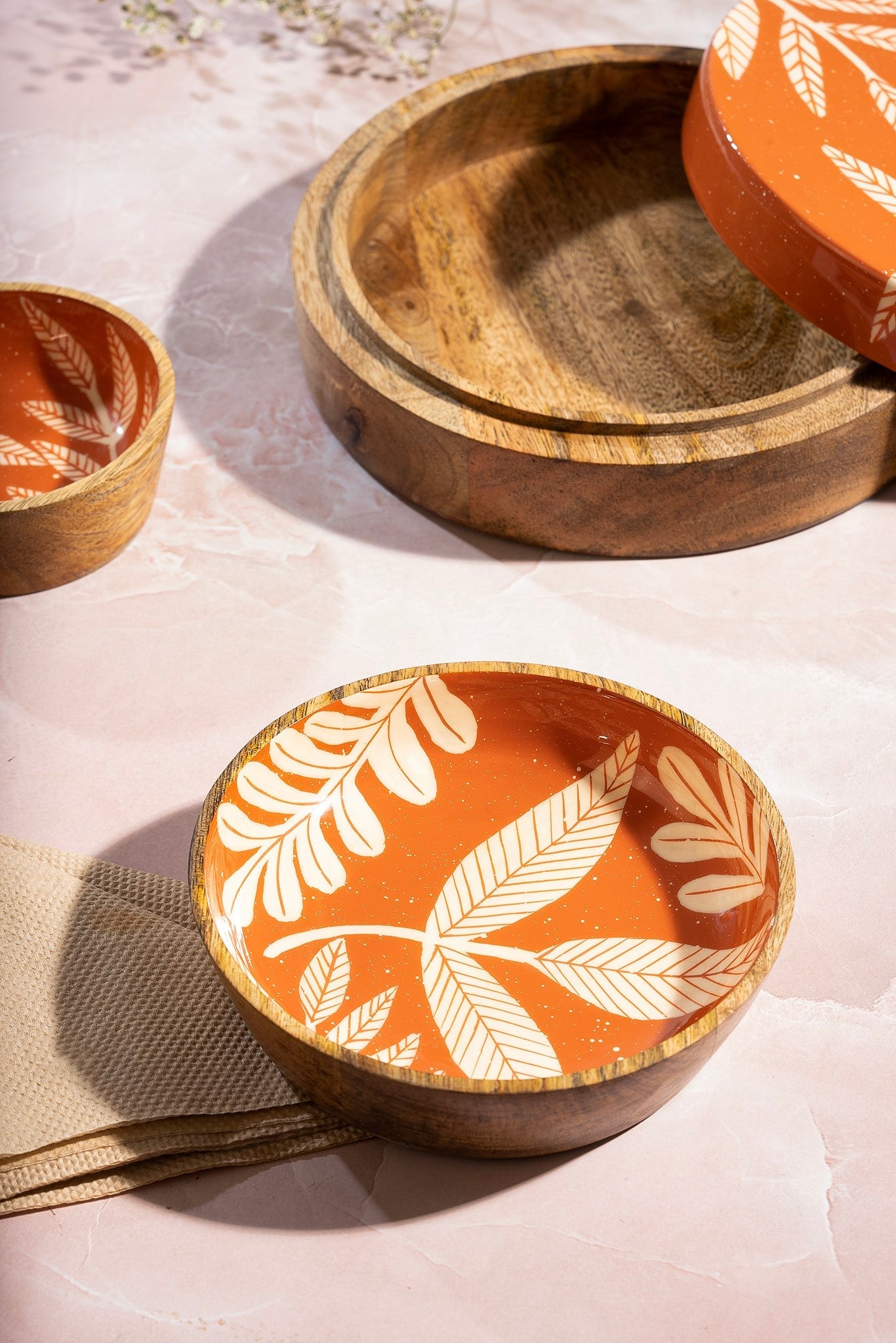 Pastel Garden Wooden Bowl