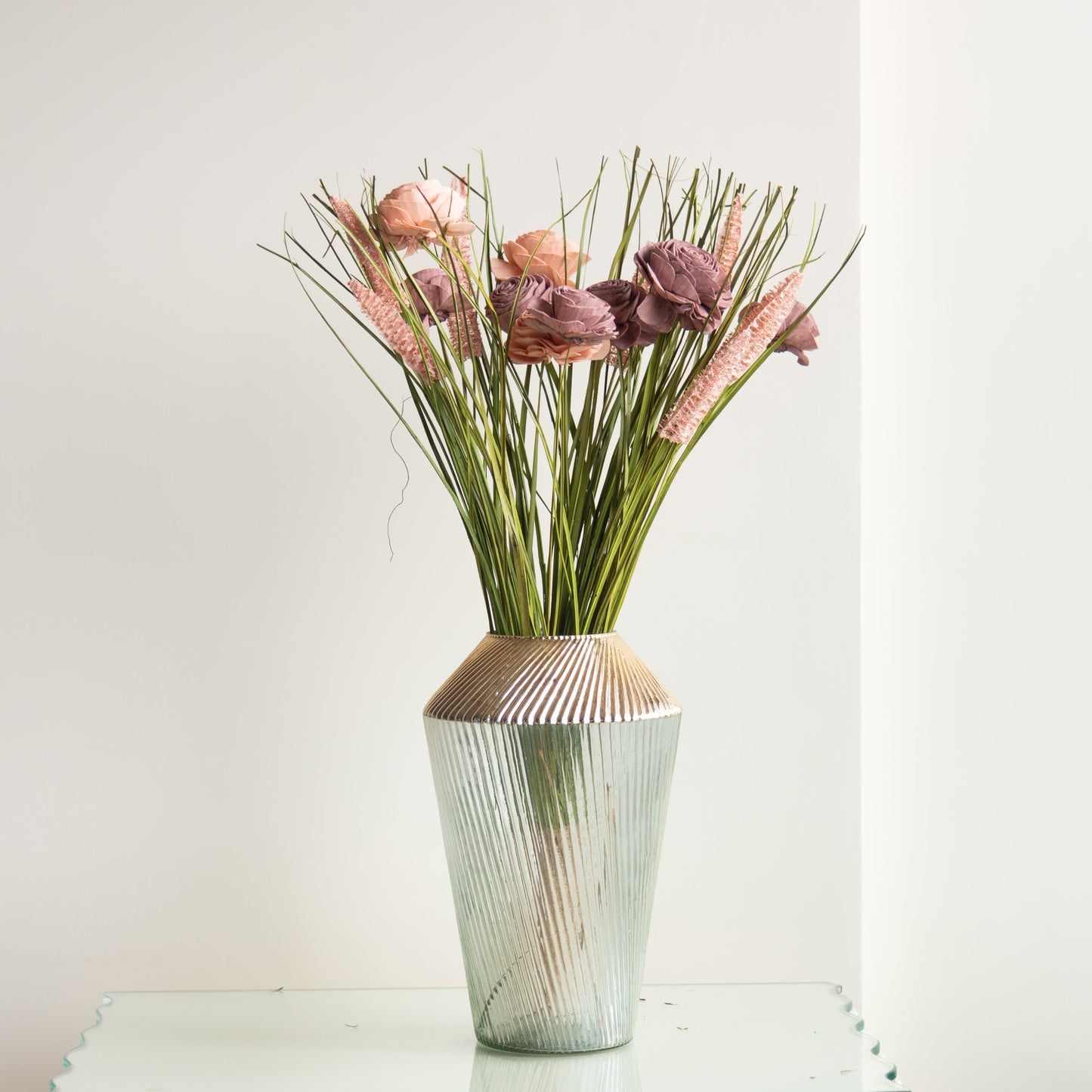 Classic Green and Pink Everlasting Floral Bunch