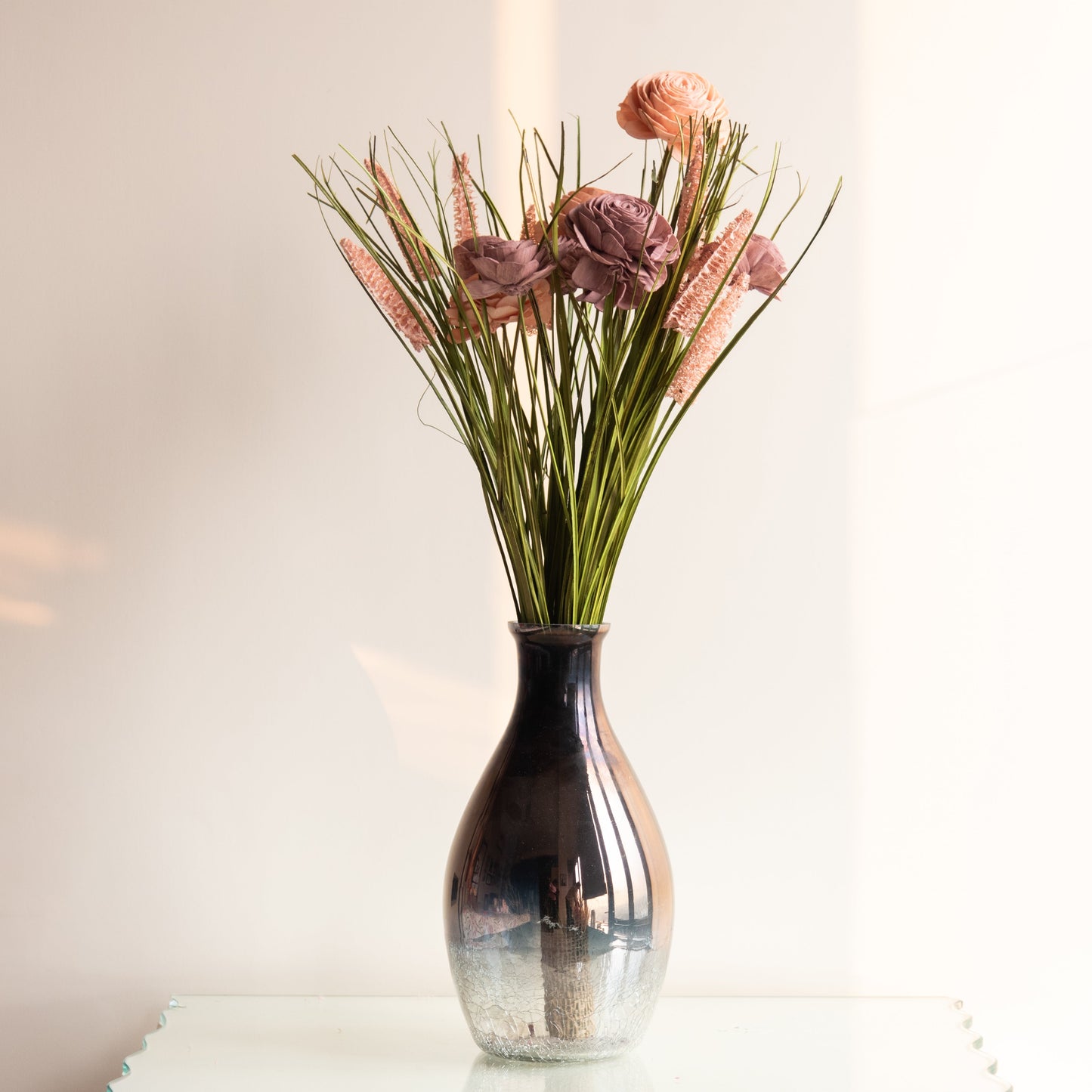 Classic Green and Pink Everlasting Floral Bunch