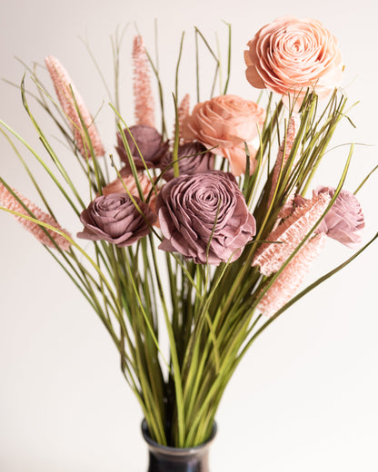 Classic Green and Pink Everlasting Floral Bunch